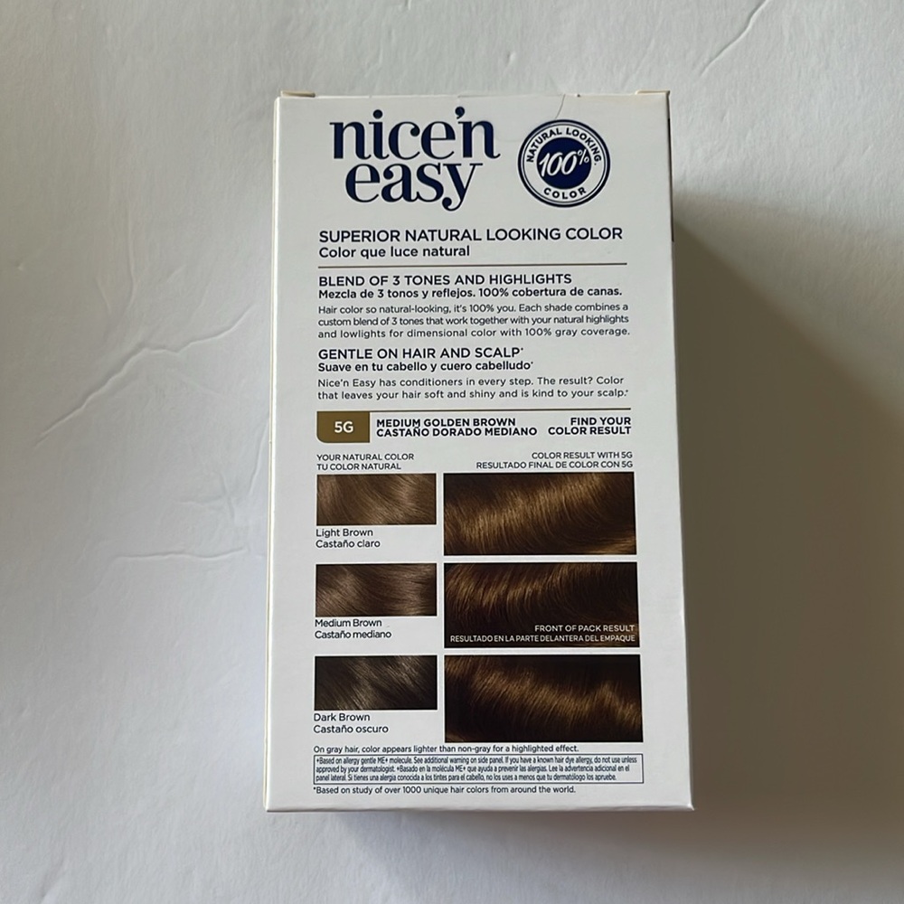 Clairol Nice'n Easy Permanent Hair Color 5G Natural Medium Golden Brown New - Picture 6 of 10